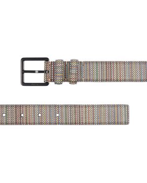 Paul Smith Signature Stripe Coated Canvas Belt - Grey