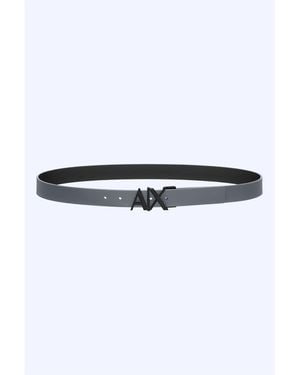 ARMANI EXCHANGE Cut Out Logo Leather Belt - White