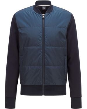 BOSS Skiles Quilted Cotton Long Sleeve Hybrid Jacket - Blue
