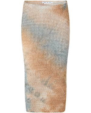 Off-White c/o Virgil Abloh Smocked Tie-Dye Pencil Skirt - Natural