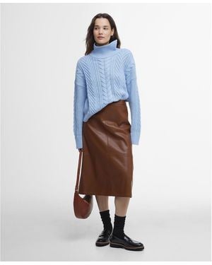 Barbour Shelby Faux-Leather Midi Skirt - Blue