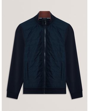 Ted Baker Long Sleeve Quilted Hybrid Jacket - Blue