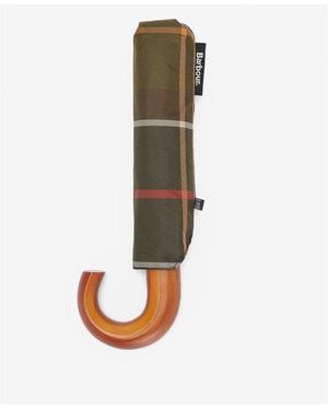 Barbour Tartan Small Wooden Handle Umbrella - Grey