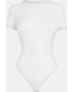 GOOD AMERICAN Corset Structured Compression Bodysuit - White