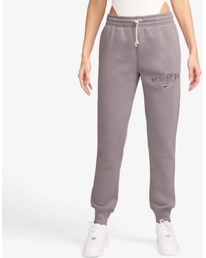 Nike Sportswear Phoenix Fleece Mid-Rise Logo Joggers - Purple