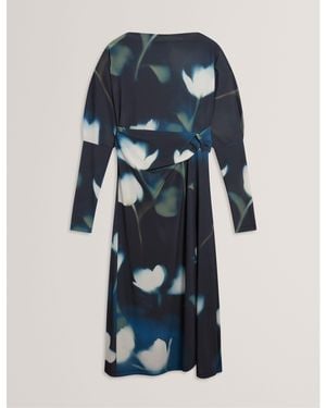 Ted Baker Print Wrap Dress - Blue