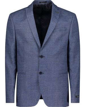 Ted Baker Kilda Check Single-Breasted Two-Button Slim Fit Softshell Jacket - Blue
