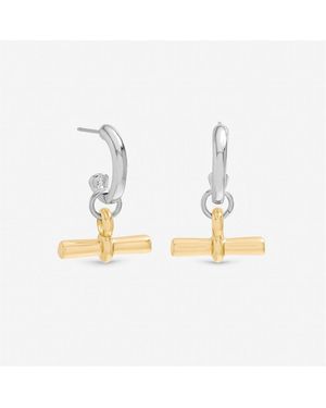 Inicio Two Tone T-Bar Earrings - Metallic
