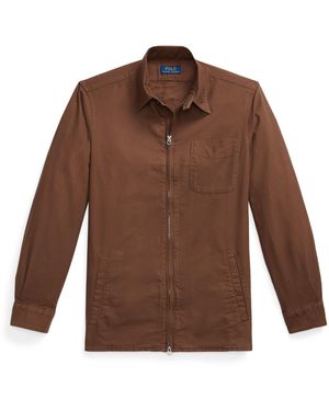 Polo Ralph Lauren Garment Dye Cotton Long Sleeve Full Zip Overshirt - Brown
