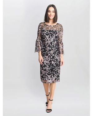 Gina Bacconi Maxine Embroidered Shift Dress - White