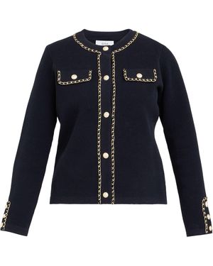 Gina Bacconi Alisha Knitted Collarless Jacket - Blue