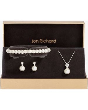 Jon Richard Plated And Crystal Pearl Trio Set - Black