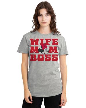 Disney Minnie Mouse Mom Wife Boss T-Shirt Athletic Heath - Red