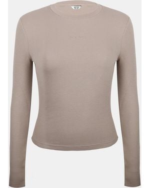 Jack Wills Waffle Lsbaby Cotton Crew Neck Slim Fit Long Sleeve T-Shirt - Grey