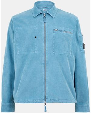 C.P. Company Corduroy Long Sleeve Zip Overshirt - Blue