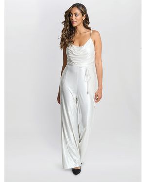 Gina Bacconi Martina Foil Jumpsuit - White