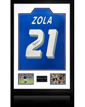 The Fan Cave Gianfranco Zola Signed Italy Shirt Premium Frame - Blue
