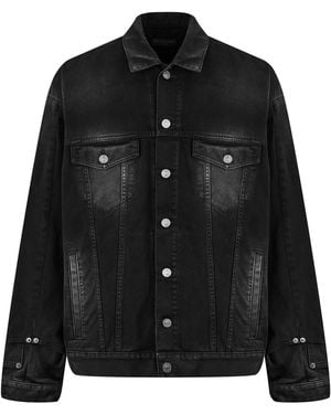 Balenciaga Deconstructed Cotton Long Sleeve Denim Jacket - Black