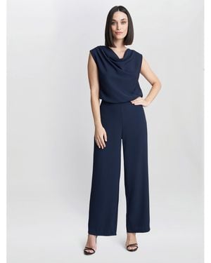 Gina Bacconi Anaya Crepe Jumpsuit - Blue