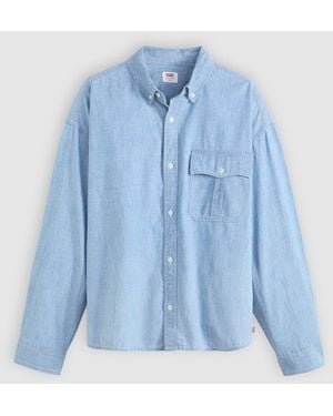 Levi's Cropped Long Sleeve Denim Shirt - Blue