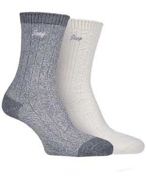 Jeep 2 Pack Super Soft Boot Socks Ladies - Grey