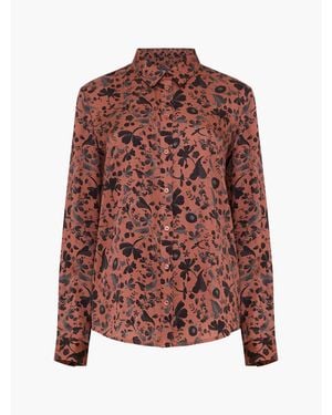 French Connection Jeanie Ennis Satin Long-Sleeve Blouse - Brown