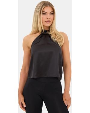 I Saw It First Satin Halter Top - Black