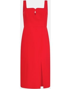 French Connection Echo Crepe Keyhole Midi Bodycon Dress - Red