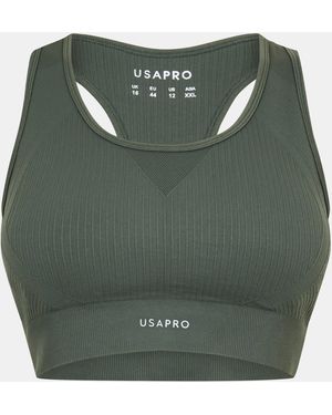 Usa Pro Seamless Crop Sports Bra - Green