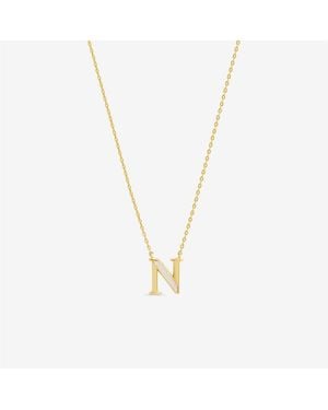 Inicio 14K Real Plated Pearl Initial Pendant - Metallic