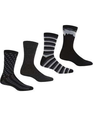 Regatta 4 Pack Lifestyle Socks - Black