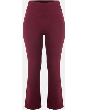 Miso Kick Flare High Waisted Full Length Cotton Leggings - Red