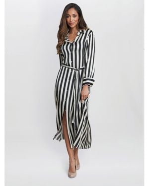Gina Bacconi Katarina Satin Shirt Dress - White