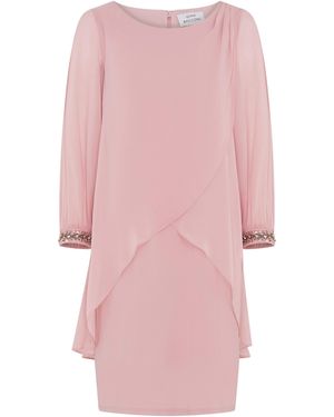 Gina Bacconi Lexie Embellished Cuff Chiffon Dress - Pink