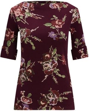 Ralph Lauren Floral Stretch Boatneck T-Shirt - Red