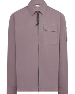 C.P. Company Gabardine Lens Cotton Long Sleeve Overshirt - Purple