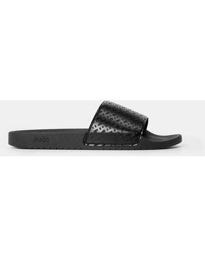 BOSS Aryeh Sliders, Comfy Footbed Sandals - Black