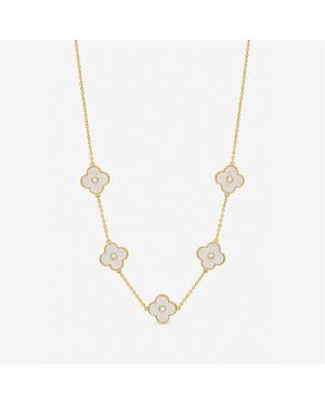 Jon Richard Plated Mother Of Pearl Clover Necklace - Metallic