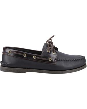 Sperry Top-Sider Authentic 2 Eye Leather Boat Shoes - Black