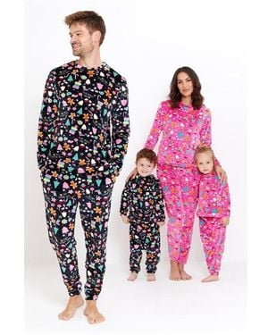 Studio Family Christmas Gingerbread Fleece Pyjama - Black