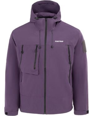 Firetrap Windproof Hooded Long Sleeve Windbreaker - Purple