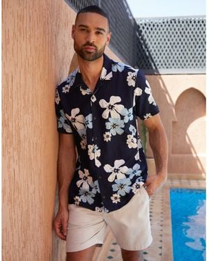 Threadbare Short-Sleeve Patterned Shirt - Blue