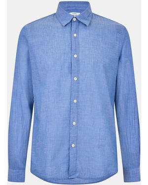 Peter Werth James Long Sleeve Plain Shirt - Blue