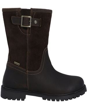 HUNTER Canna Mid Leather Waterproof Flat Ankle Boots - Black