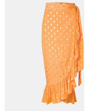 Never Fully Dressed Fleck Jaspre Textured Wrap Skirt - Orange