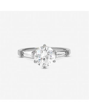 Jon Richard Rhodium Plated Cubic Zirconia Solitaire Ring - Metallic