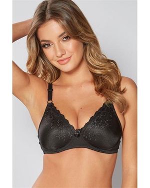 Studio Embroidered Non Wire Floral Padded Bra - Black