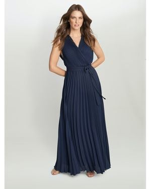 Gina Bacconi Chelsey Maxi Dress With Pleat Skirt - Blue