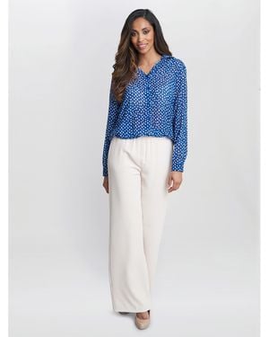 Gina Bacconi Lara Print Georgette Shirt - Blue