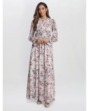 Gina Bacconi Thea Sheered Long Sleeve Dress - Multicolour